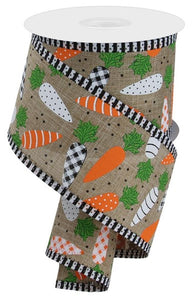2.5"x10yd Patterned Carrots w/Border Stripes, Light Beige/Orange/Green/Black/White  MY18