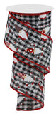 2.5"x10yd Christmas Gnomes On Check, Black/Red/White  B8