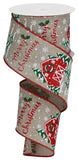 2.5"x10yd Christmas Barn On Royal Burlap , Natural/Red/White/Green  1A