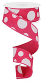 1.5"x10yd Giant Three Size Dots, Hot Pink/White  MA36