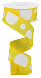 1.5"x10yd Giant Three Size Dots, Yellow/White  MA39