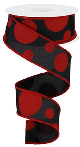 1.5"x10yd Giant Three Size Dots, Black/Red  J45 ***ARRIVING SPRING 2024***