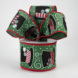 2.5"x10yd Snowman Hats On Royal, Emerald Green/Red/White/Silver/Black  3H MR