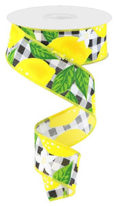 1.5"x10yd Lemon w/Check, White/Yellow/Black/Green  B48