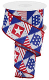 2.5"x10yd Patriotic Patchwork On Royal, White/Red/Blue  MY61