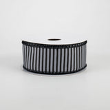 1.5"x10yd Horizontal Thin Stripes On Linen, Grey/Black  B88