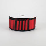 1.5"x10yd Horizontal Thin Stripes On Linen, Red/Black  B92