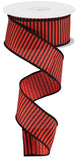 1.5"x10yd Horizontal Thin Stripes On Linen, Red/Black  B92