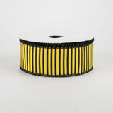 1.5"x10yd Horizontal Thin Stripes On Linen, Yellow/Black  B86