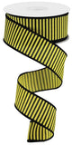 1.5"x10yd Horizontal Thin Stripes On Linen, Yellow/Black  B86
