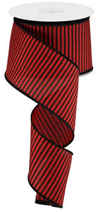 2.5"X10yd Horizontal Thin Stripes On Linen, Red/Black  B87