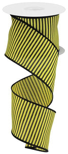 2.5"X10yd Horizontal Thin Stripes On Linen, Yellow/Black  B94