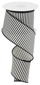 2.5"X10yd Horizontal Thin Stripes On Linen, Cream/Black  B91