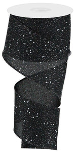 2.5"X10yd Multi Snow Glitter On Royal Burlap, Black/White  B88