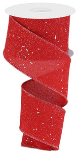2.5"x10yd Multi Snow Glitter On Royal Burlap, Red/White  B89