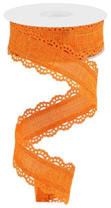 1.5"x10yd Royal Burlap Scalloped Edge, Orange  SP3