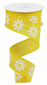 1.5"x10yd Daisy On Royal, Sun Yellow/White/Yellow  FF84
