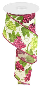 2.5"x10yd Grapes On Royal Burlap, Cream/Purple/Burgundy/Green  M29