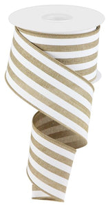 2.5"x10yd Vertical Stripe, Light Beige/White  BT4