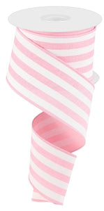 2.5"x10yd Vertical Stripe, Light Pink/White  B114