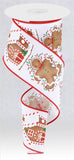 2.5"x10yd Gingerbread Man w/House, White/Brown/Red/Green  FF27