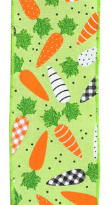 2.5"x10yd Patterned Carrots On Royal, Bright Green/Orange/Green/Black/White  FF71