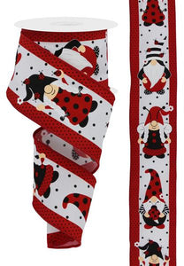 2.5"x10yd Gnomes w/Ladybugs, White/Red/Black  MY9