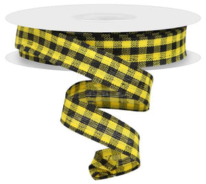 5/8"x10yd Woven Gingham Check, Yellow/Black  MY41