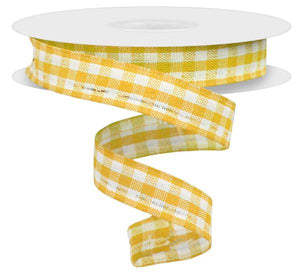 5/8"x10yd Woven Gingham Check, Mustard/Ivory  MY41