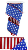 2.5"x10yd Stars/Stripes Fused Back, Red/White/Royal Blue  OC14