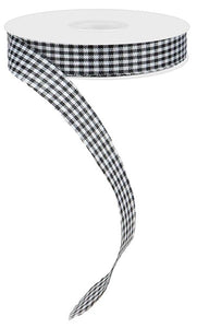 5/8"x25yd Mini Gingham Check Ribbon, No Wire,  Black/White  FF55