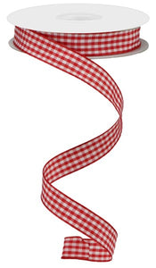 5/8"x10yd Mini Gingham Check Ribbon, Red/White  FF57