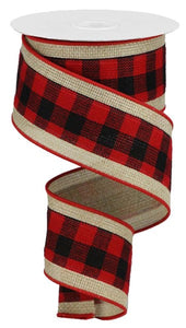 2.5"x10yd 2-In-1 Check, Natural/Red/Black  B50