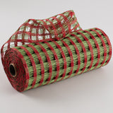 10"x10yd Poly Burlap Check Mesh, Red/Lime Green  SU36