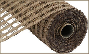 10"X10yd Poly Burlap Check Mesh, Brown - KRINGLE DESIGNS