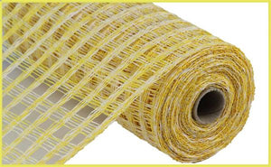 10"x10yd Two Tone Poly Burlap Check Mesh, Yellow/White ***ARRIVING SPRING 2024***