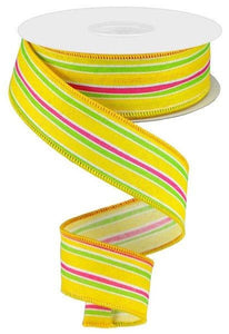 1.5"x10yd Multi Stripe, Yellow/Lime/Pink  B200