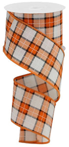 2.5"x10yd Check w/Stitch, Orange/Black/White  B47