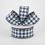 1.5"x10yd Gingham Check w/Gingham Edge, Navy Blue/Black/White  J64