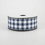 1.5"x10yd Gingham Check w/Gingham Edge, Navy Blue/Black/White  J64