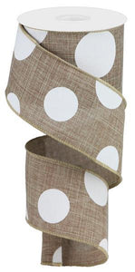 2.5"x10yd Large Multi Dots, Beige/White  B74 ***ARRIVING FALL 2023***