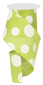 4"x10yd Large Multi Dots, Lime Green/White  6A
