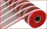 10.5"x10yd Metallic Snowdrift/Stripe, Red/White/Emerald Green  SU35B
