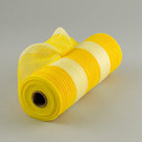 10.5"X10yd Poly/Faux Jute Mesh Wide Stripe, Yellow/Cream - KRINGLE DESIGNS