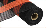 10.5"X10yd Poly/Faux Jute Mesh Wide Stripe, Black/Orange - KRINGLE DESIGNS