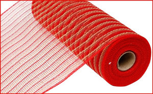 10.5"x10yd Poly/Faux Jute Mesh, Red/Natural  SU35B