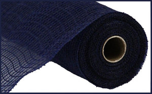 10.5"x10yd Faux Jute Check Fabric Mesh, Navy Blue SU35