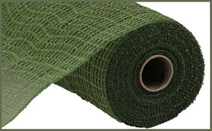 10.5"x10yd Faux Jute Check Fabric Mesh, Moss Green  SU35D