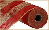 10.5"x10yd Poly/Faux Jute/PP Wide Stripe, Red/Natural  SU35