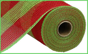 10.5"x10yd Poly/Faux Jute/PP Wide Stripe, Red/Fresh Green ***ARRIVING SUMMER 2024***